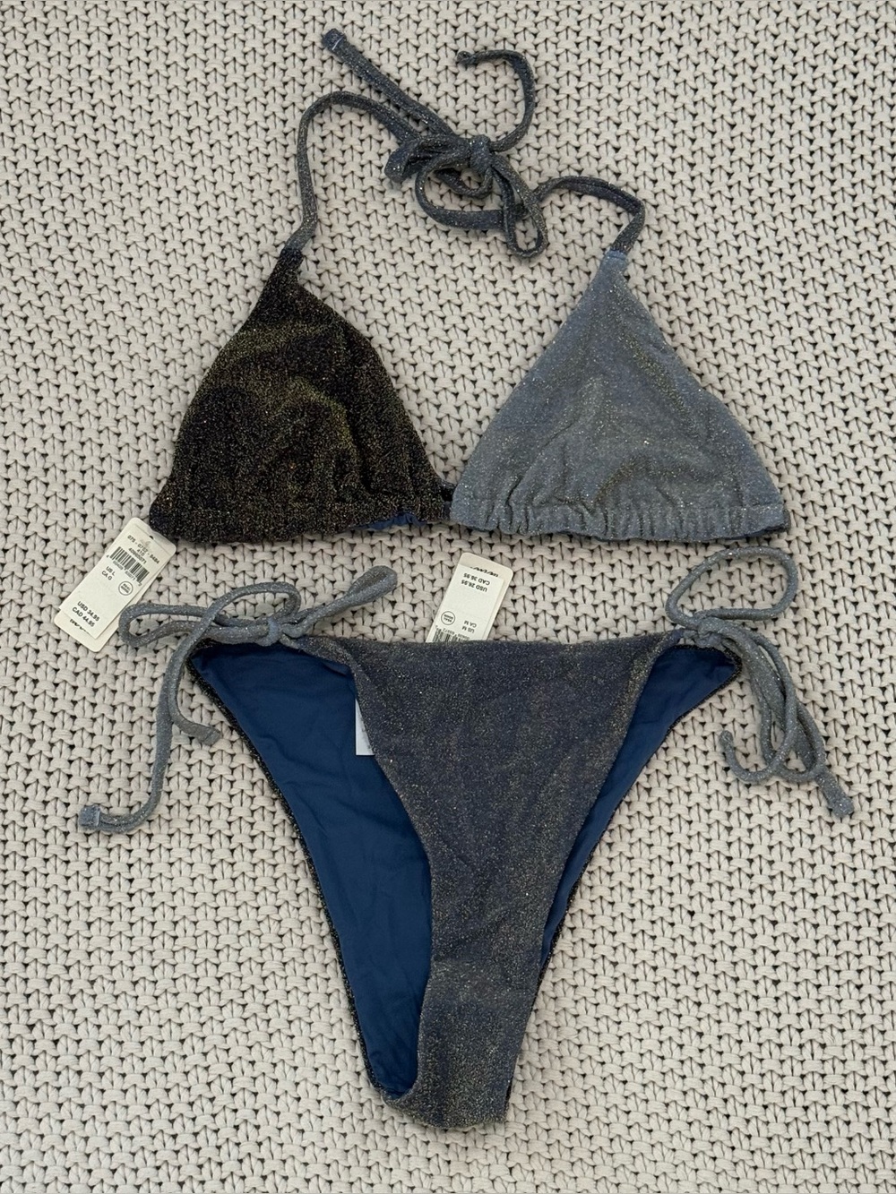 NWT Aerie Shimmering Blue Bikini Set - Large Top / Medium Bottoms